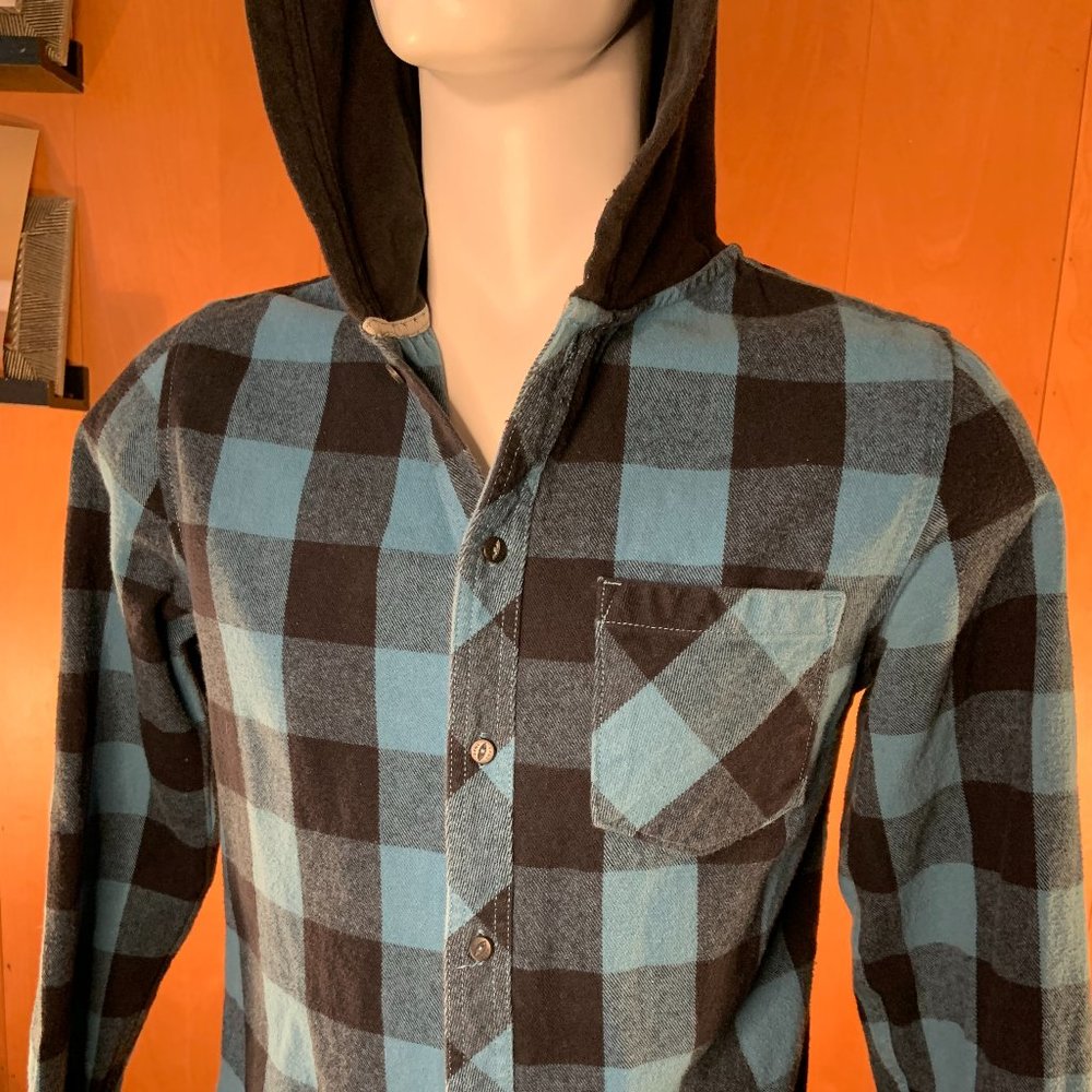 Tony Hawk Flannel Button Down Plaid Hoodie - Picture 2 of 4